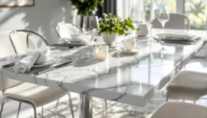 Mesas de comedor en mármol macizo: cuando la piedra reemplaza la madera